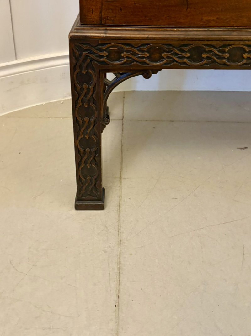 Outstanding Quality Large Antique Victorian Astral Glazed Carved Mahogany Bookcase - Image 11